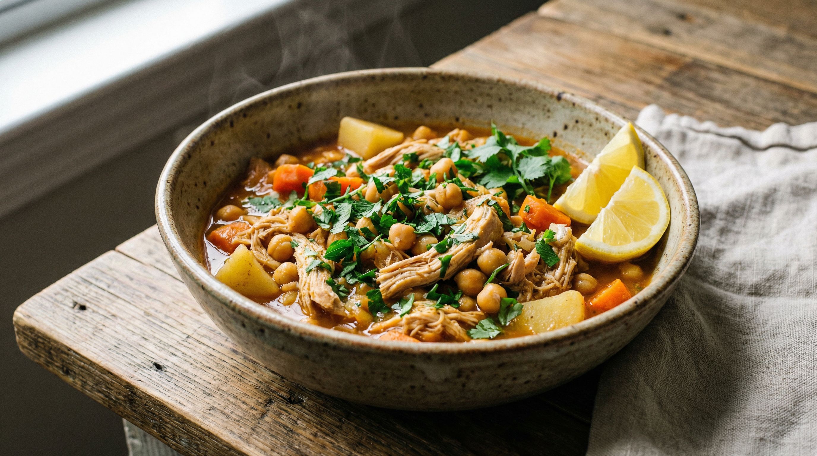Kylling- og kikertgryte med sitron og urter