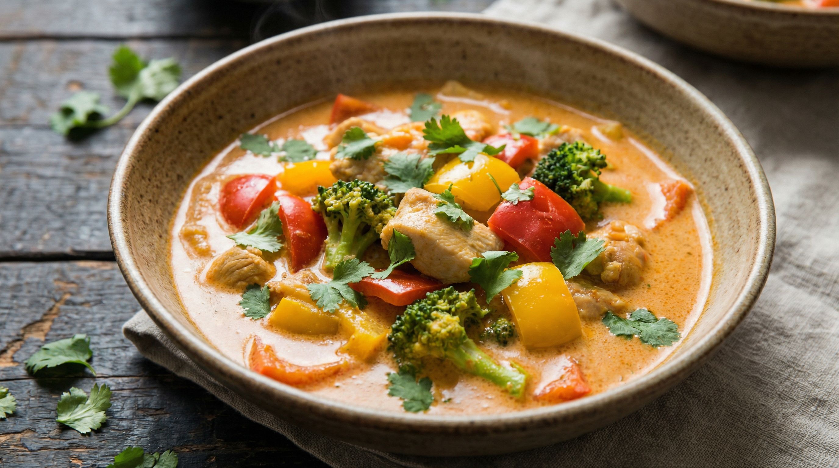 Rask kyllinggryte med kokosmelk og grønnsaker