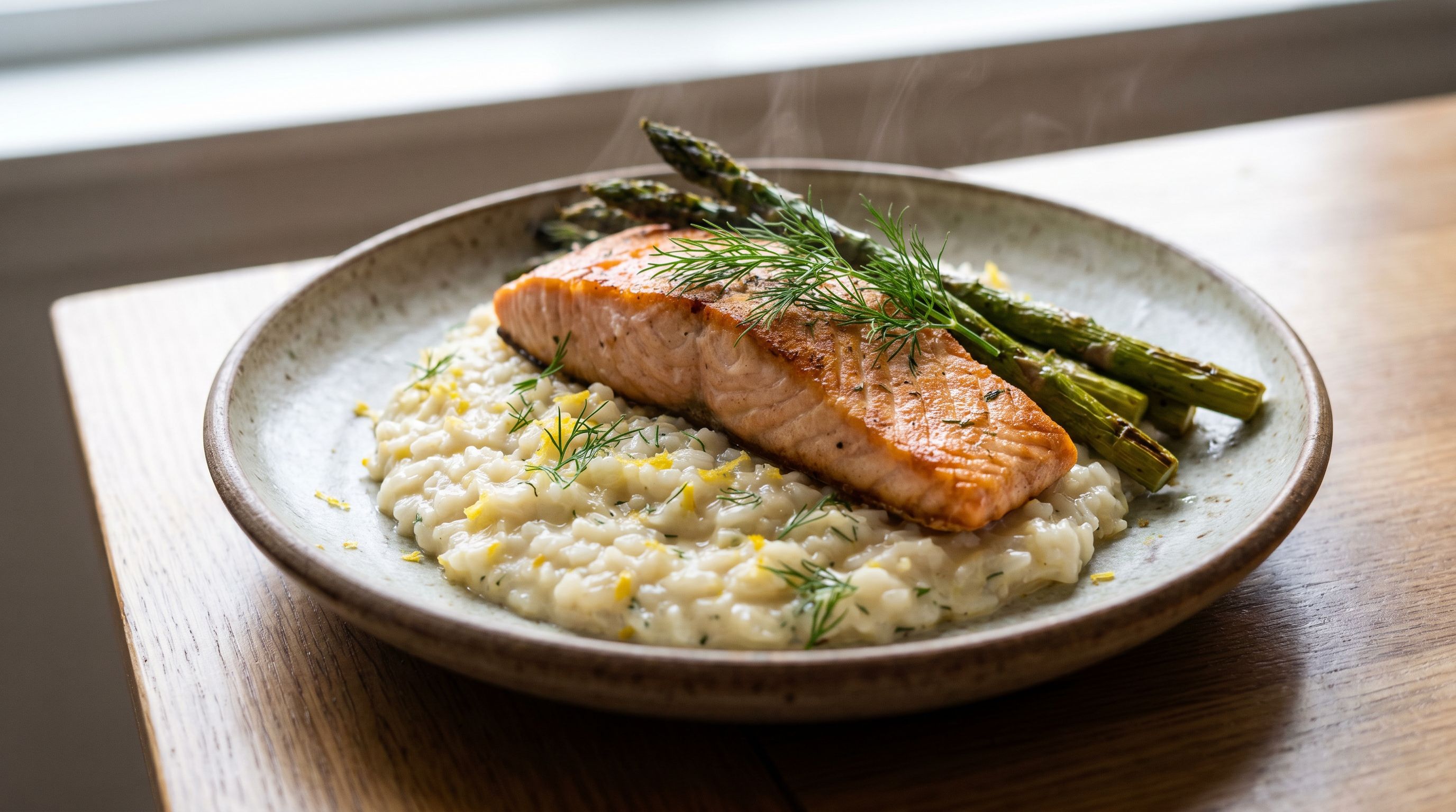 Smakfull Laks med Kremet Dill- & Sitronrisotto og Asparges